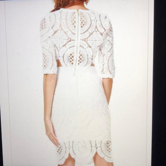 New!Kewl 2 piece Bandage Body-con set.White lace overlay crop top matching skirt - Picture 3 of 7